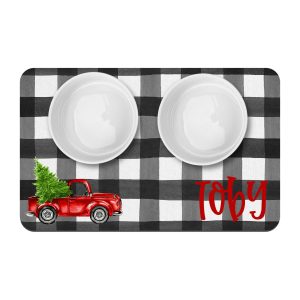 Christmas Dog Bowl Mat / Personalized Pet Placemat / New Puppy Supplies