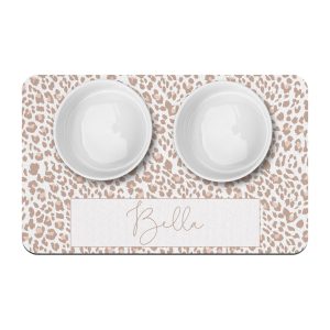 Personalized Pet Bowl Mat / Cheetah Print / Dog Lover Gift / New Pet Gift / Water Bowl Mat / Animal Print / Cat Lover Gift / Custom Pet Mat