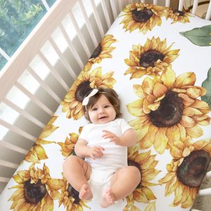 Fall Sunflower Baby Girl Blanket and Crib Sheet / Baby Girl Blanket / Baby Shower Gift / Hospital Blanket / Autumn Muted