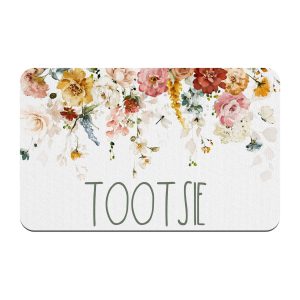 Floral Girl Dog Personalized Pet Placemat / Custom Dog Bowl Mat / New Puppy Supplies / Garden Floral Drop