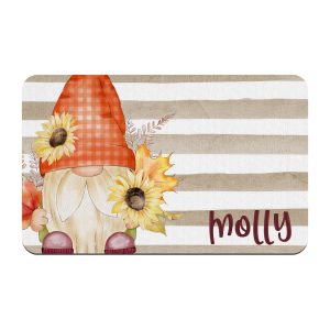 Fall Gnomes and Sunflower Custom Pet Mat / Watercolor Fall Gnome / Pet Food Water Mat / Pet Placemat / Fall Decoration / Pet Supplies