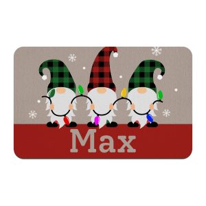 Christmas Gnomes with Lights Personalized Pet Mat / Pet Placemat / Pet Food Water Bowl Mat / Dog Cat / Christmas Decoration / Pet Supplies
