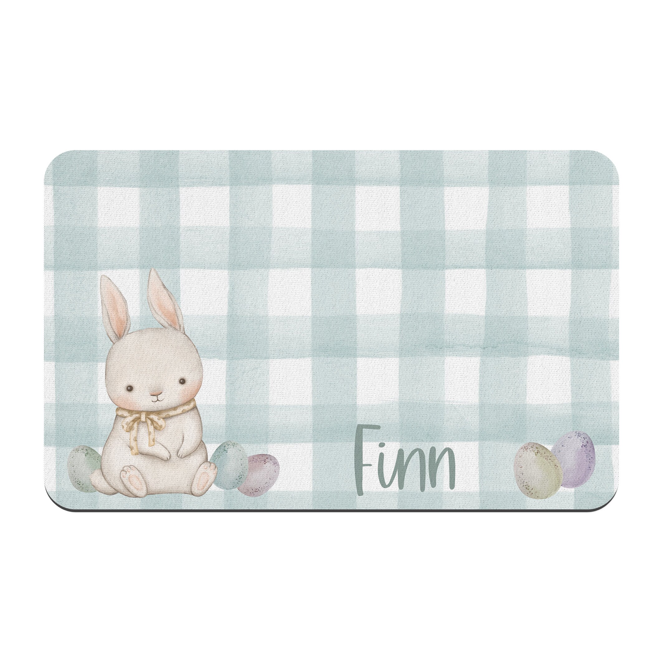 Easter Bunny and Eggs Pet Food Placemat / Pastel Colors / Personalized Pet Mat / Pet Supplies / Water Bowl Mat / Watercolor Gingham / Easter