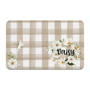 Personalized Daisy Wreath Pet Placemat / Custom Dog Bowl Mat / New Puppy Supplies / Water Bowl Mat / Girl Dog / Girl Cat / Daisy Flowers