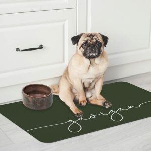 Dog Food Mat, Customize Name Colors and Font, Gifts for Dogs, Puppy or Kitten Cat, Water Absorbent Floor Placemat, Home Decor, Gift New Pet