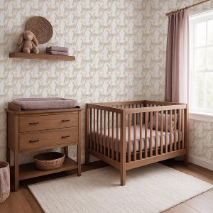 Beige Ribbon Bow Wallpaper Peel and Stick Neutral Coquette Pattern Removable Wall Covering for Nursery Girl Room Vintage Chic Decor