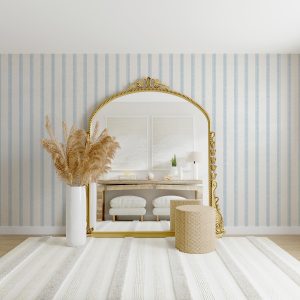 Blue Stripe Wallpaper, Gender Neutral Vintage Watercolor Lines, Peel and Stick Removable, Prepasted Traditional, Bathroom, Laundry, Playroom