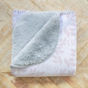 Soft Pink Leaves Personalized Blanket, Feminine Pastel Pink Design, Birthday Christmas Gift, Toddler, Throw or Twin Size, Gift for Her