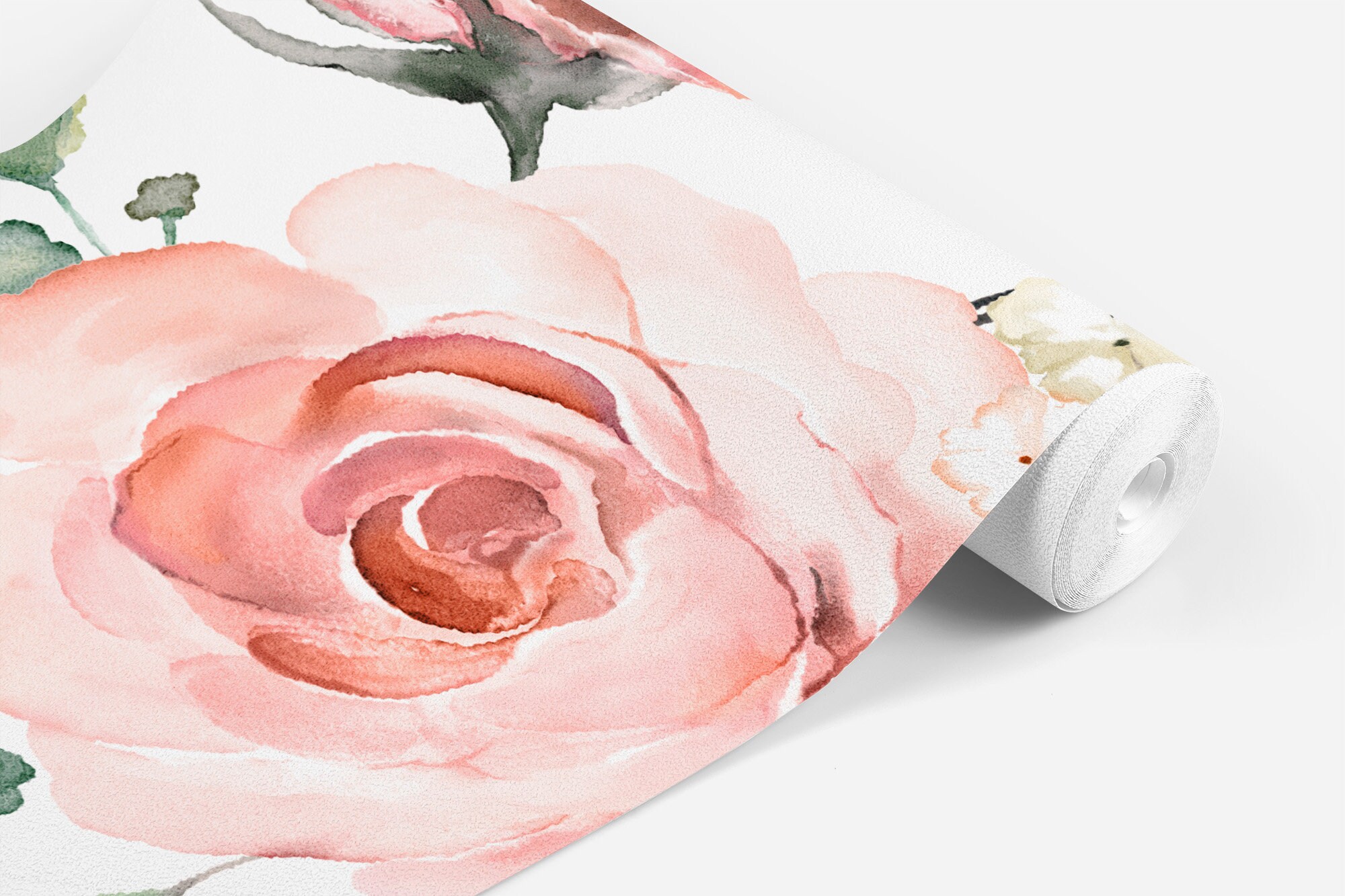 Pink Peach Rose Floral Wallpaper, Peel Stick Removable, Baby Girl Nursery Decor, Large Print Mural, Traditional Prepasted Unpasted, Custom - Image 2