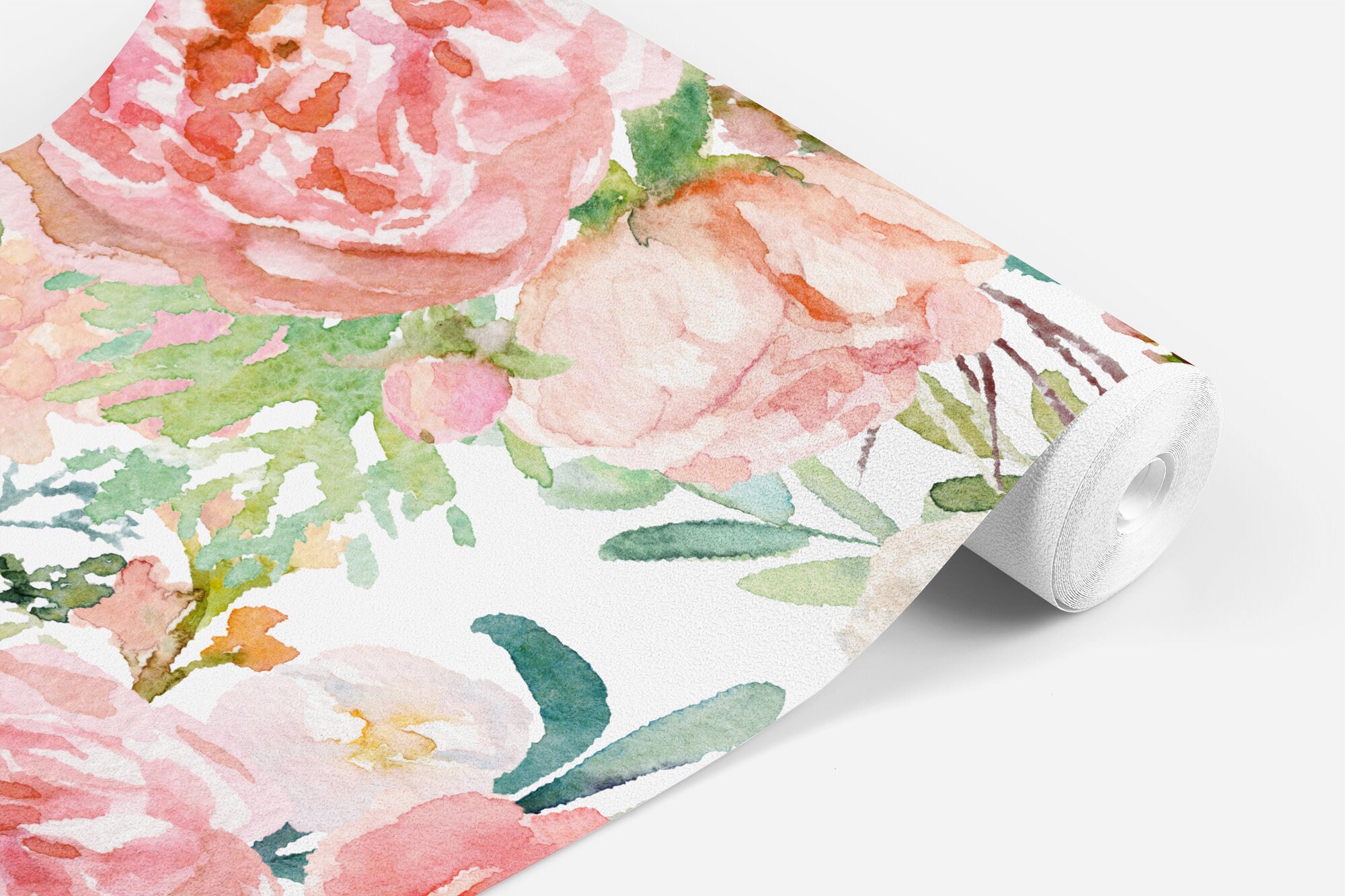 Bright Pastel Floral Wallpaper, Peel and Stick Removable, Unpasted Traditional Spring Pink Peach Green, Baby Girl Nursery Decor, Large Mural - Image 2