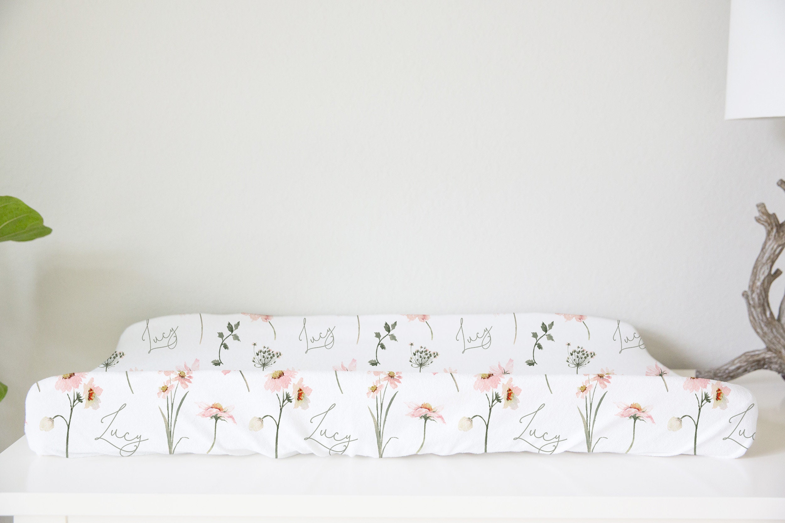 Personalized Pink Daisy Baby Bedding / Crib Sheet / Garden Floral Nursery / Changing Pad Cover / Mini Crib Sheet Option / Name Custom Daisy - Image 3
