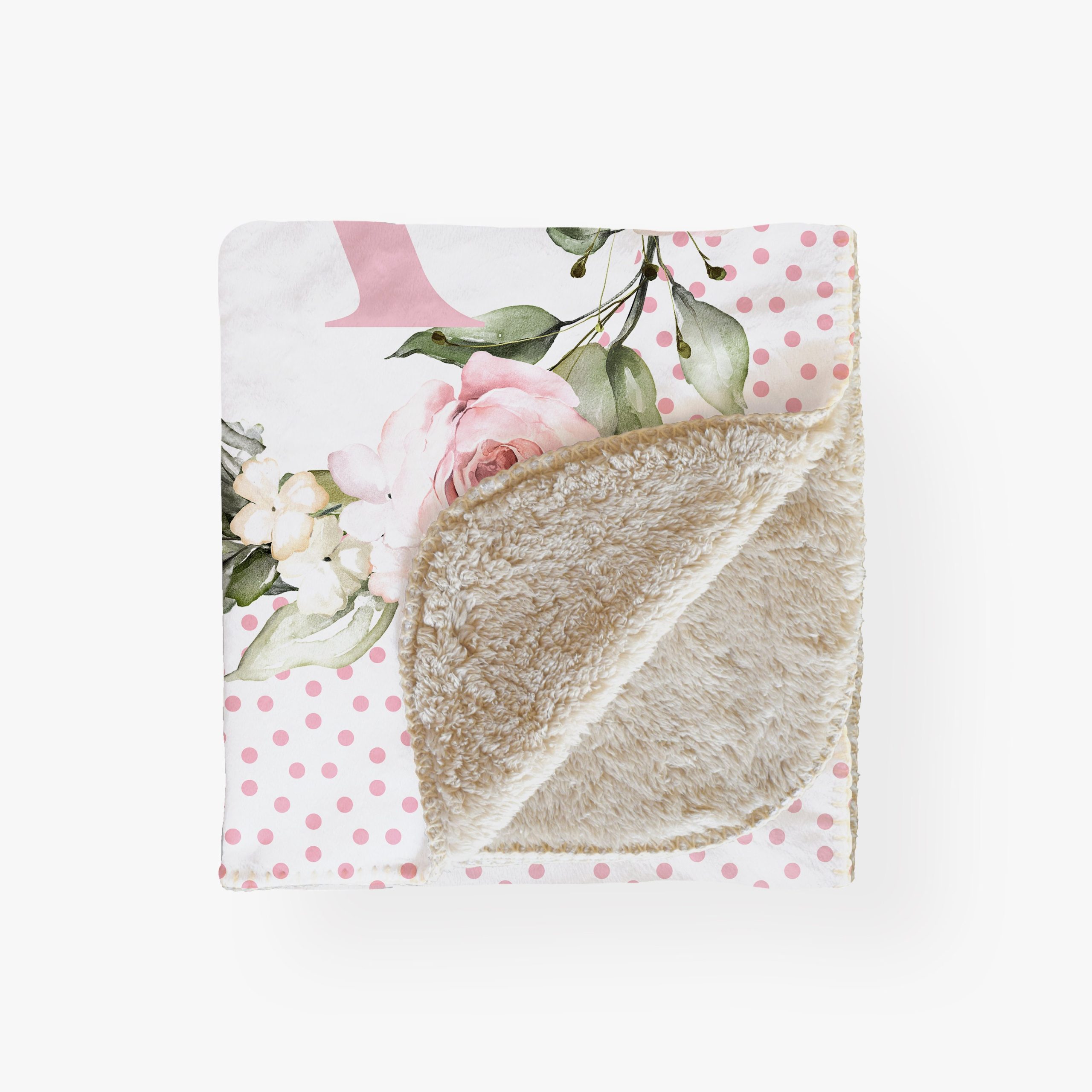 Monogram Personalized Name Blanket Toddler Girl Pink Rose Pink Polka Dot Sherpa Christmas Present Cuddly Kid Personalized Baby Shower Gift - Image 2
