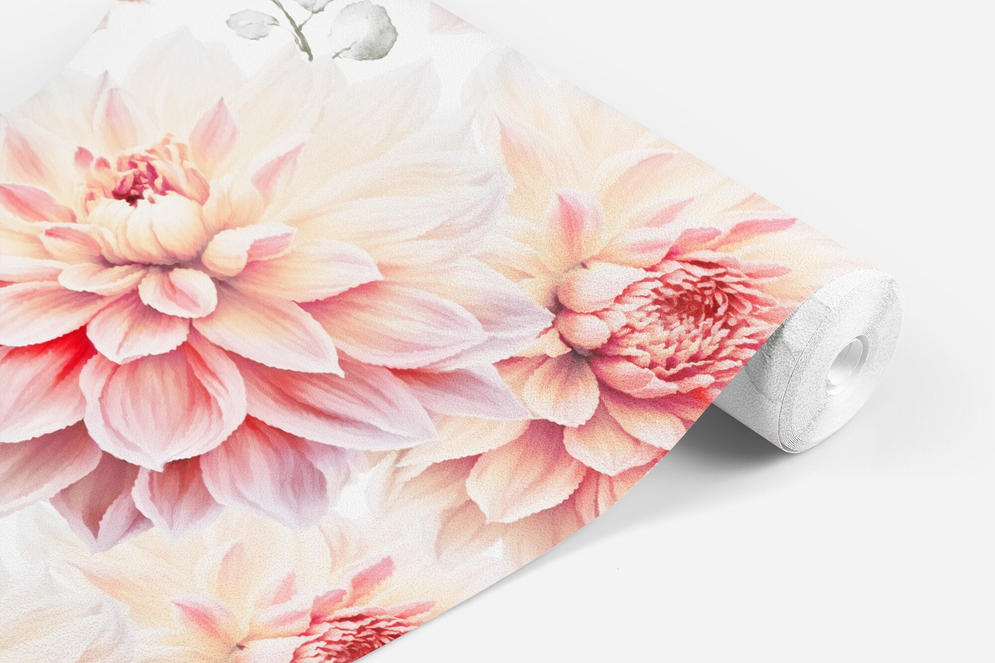 Pink Dahlia Floral Wallpaper, Flowers & Eucalyptus, Peel and Stick Removable or Traditional, Large Scale Mural, Gift for Girls Room - Image 3