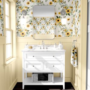 Sunflower Peel and Stick Wallpaper, Boho Nursery Mural