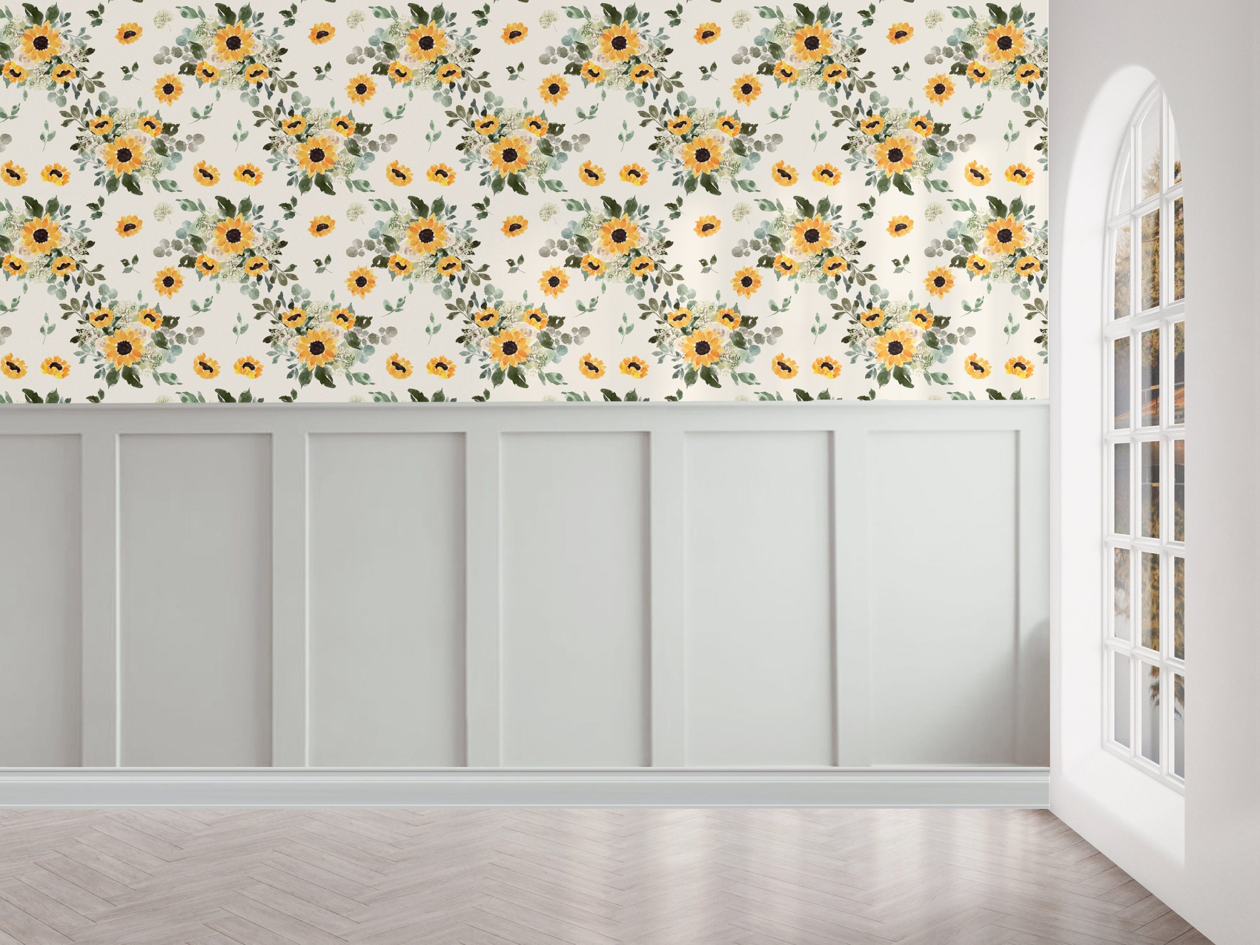 Sunflower Peel and Stick Wallpaper, Boho Nursery Mural - Image 3