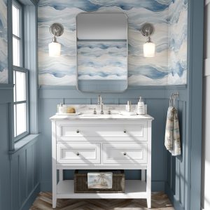 Abstract Blue Ocean Waves Wallpaper, Beach Coastal Nautical Tropical, Peel and Stick Removable, Pre-pasted Traditional, Gift for New Home