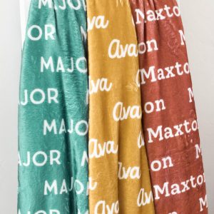 Plush Minky Name Blanket, Personalized Toddler Big Kid Blanket, Choose Your Colors Font, Matching Sibling Blankets Car Stroller