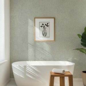 Green Stonewash Wallpaper, Neutral Limewash Stone, Traditional or Peel and Stick