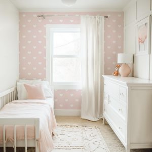 Pink Heart Wallpaper Peel and Stick, Coquette Room Wall Mural for Teen Bedroom or Vanity, Girly Removable Romantic Wall Art