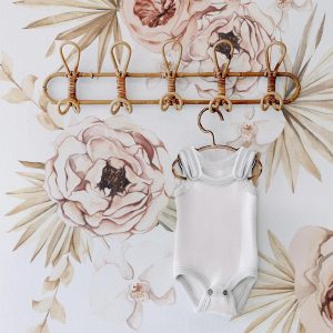 Boho Chic Large Floral Wallpaper, Neutral Desert Floral Peel Stick Removable, Baby Girl Nursery Decor Unpasted Traditional Large Scale Mural