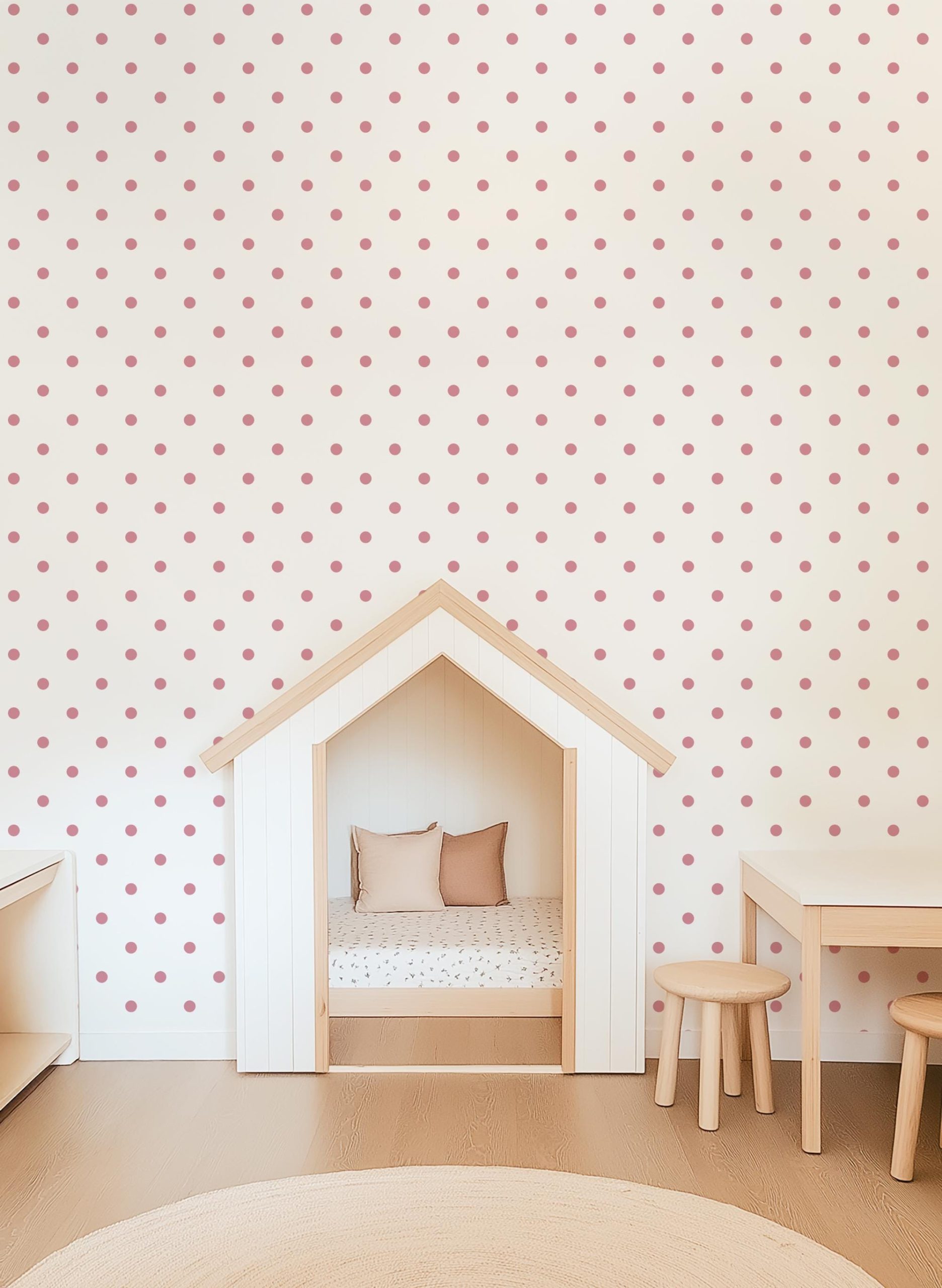 Mauve Pink Polka Dot Wallpaper, Granny Chic Girly Grandmillennial Coquette Aesthetic, Peel Stick Removable or Unpasted Traditional Option, - Image 5