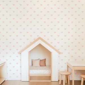 Tiny Polka Dot Hearts Wallpaper, Grandmillennial Coquette Aesthetic, Peel Stick Removable or Unpasted Traditional Option, Chic Girly Hearts