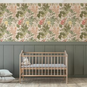 Vintage Botanical Wallpaper, French Romantic Flowers, Muted Colors, Peel Stick Removable, Elegant Grandmillenial Garden Bloom
