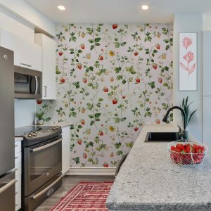 Floral Strawberry Vines Wallpaper, Peel Stick Removable Bedroom Nursery, Dainty Granny Chic Grandmillennial Coquette Cottage, Strawberries