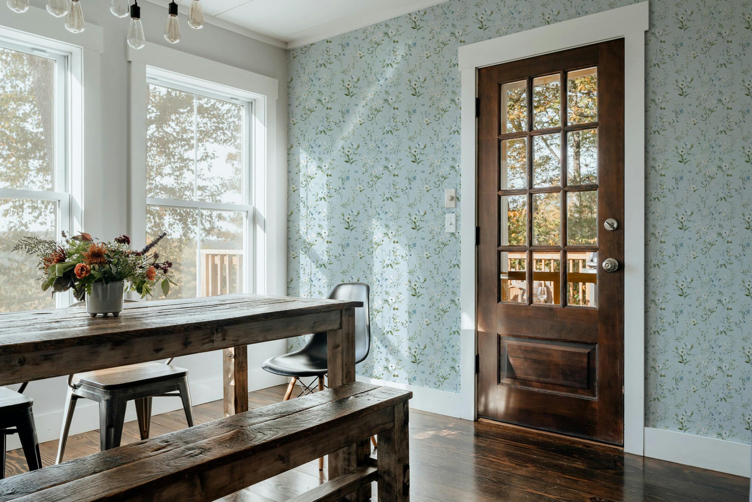 Pastel Blue White Pretty Floral Wallpaper, Classic Romantic, Shabby Chic Soft Blue Flowers, Peel and Stick, Removable, Traditional - Image 2