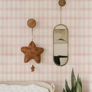 Baby Pink Plaid Wallpaper, Vintage Shabby Chic Peel and Stick Removable, Unpasted Prepasted Traditional Option, Romantic, Baby Girl Room
