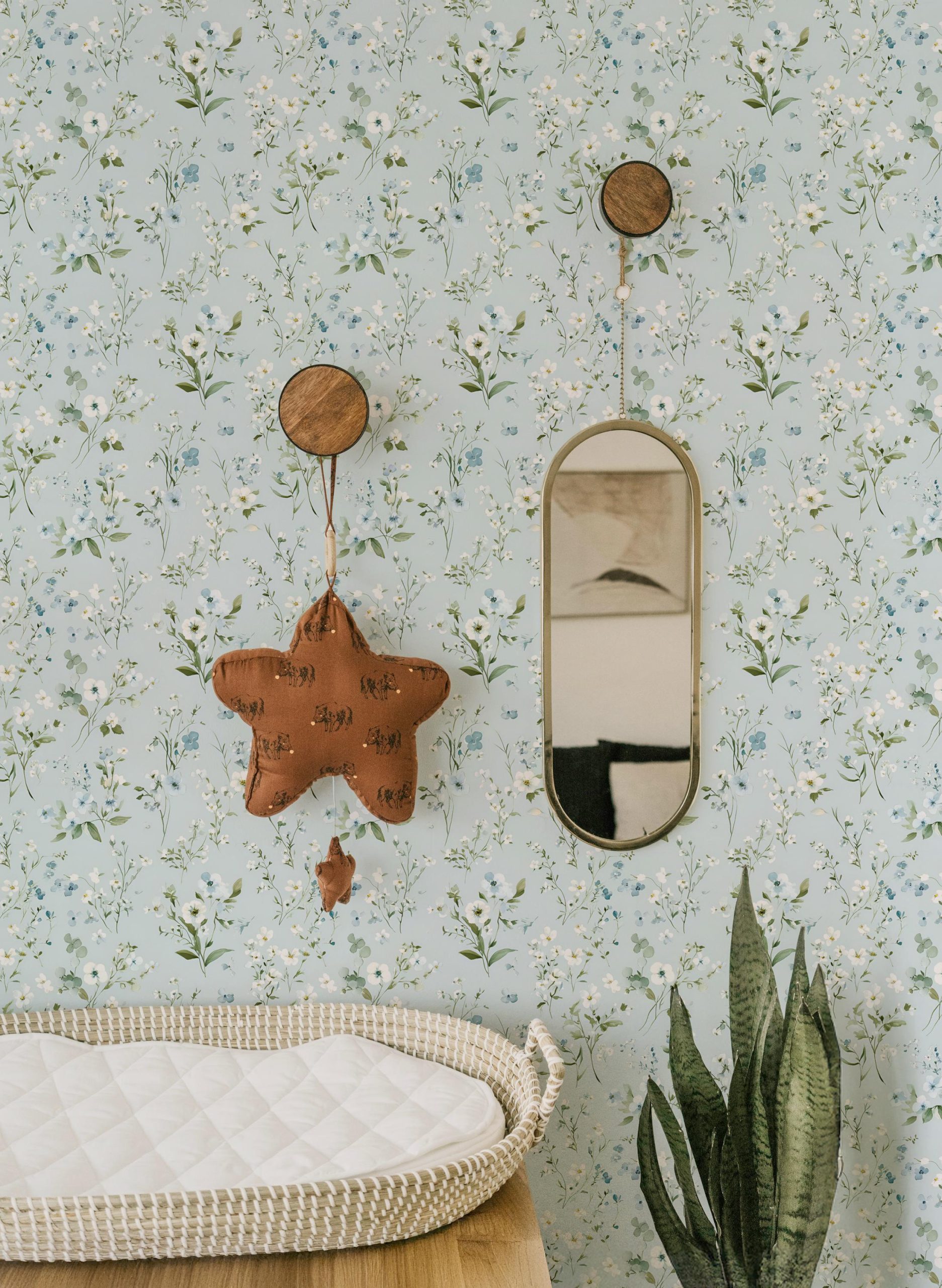 Pastel Blue White Pretty Floral Wallpaper, Classic Romantic, Shabby Chic Soft Blue Flowers, Peel and Stick, Removable, Traditional - Image 5