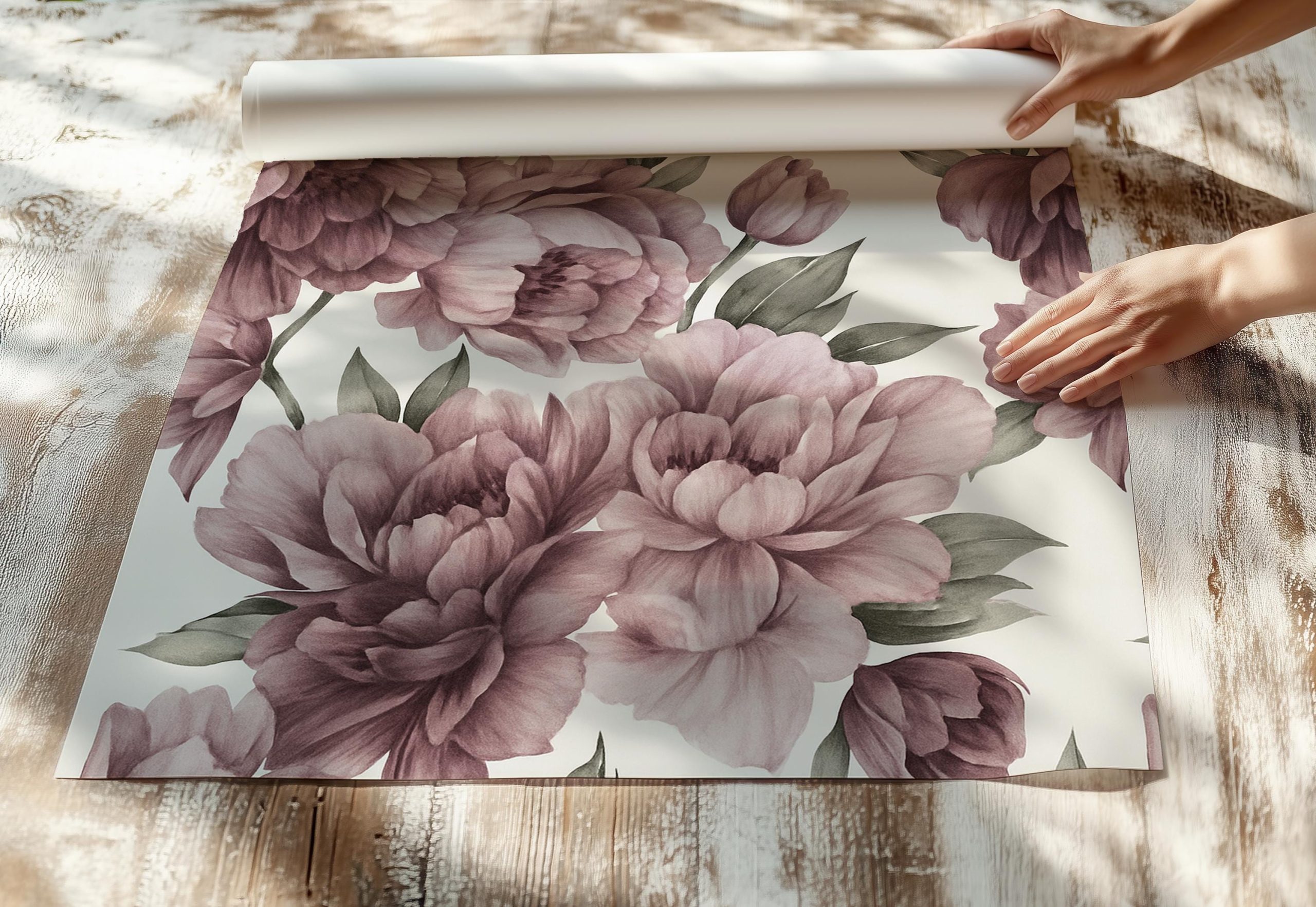 Deep Burgundy Purple Pink Floral Wallpaper, Large Scale Peel and Stick Removable, Unpasted Prepasted Traditional Option, Girl Nursery Mural - Image 3