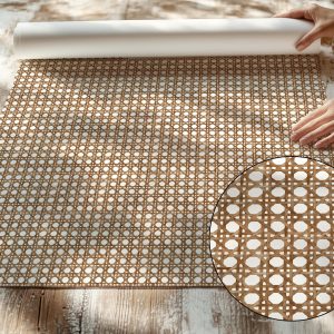 Faux Rattan Cane Webbing Wallpaper, Neutral Removable Wall Mural for Boho Bathroom, Home Office, or Modern Farmhouse Shelf Backdrop