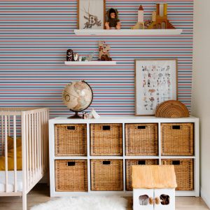 Nautical Stripe Wallpaper, Red, Navy, Light Blue and White Stripes, Peel Stick Removable, Baby Nursery Decor Bedroom, Beachy Patriotic