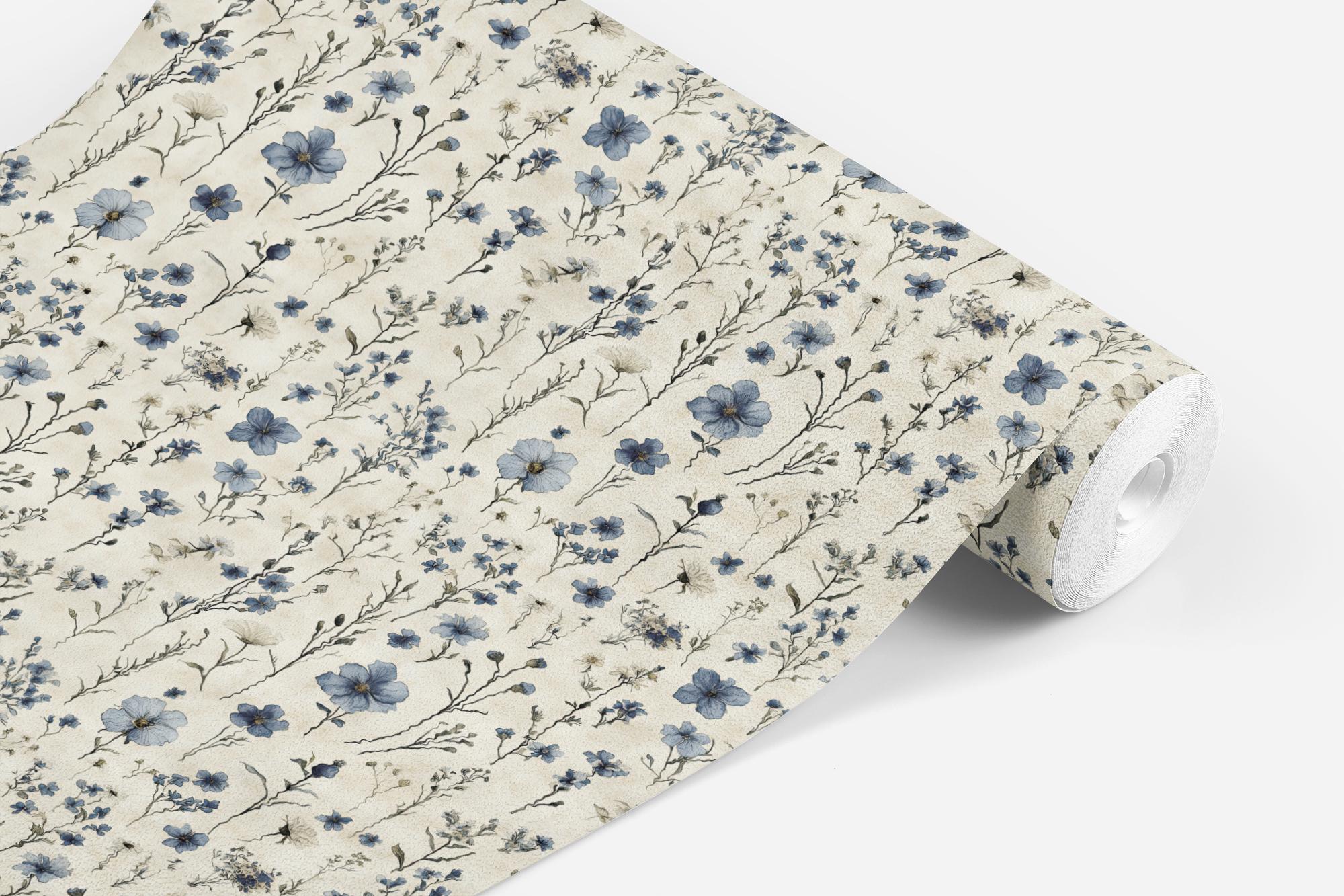 Vintage Blue Floral Wallpaper, Peel and Stick, Cottagecore Design - Image 10