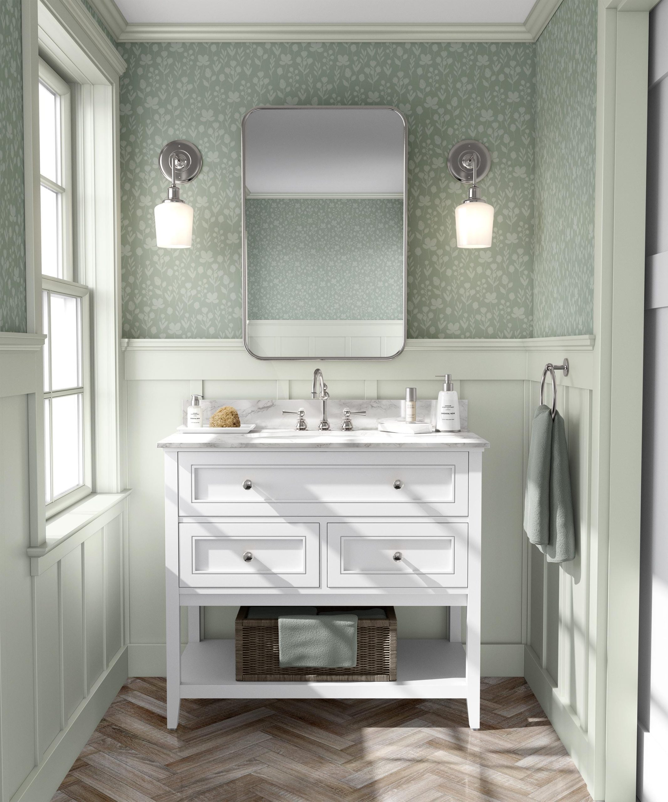 Sage Green on Green Floral Wallpaper, Delicate Flower Pattern, Pressed Floral Garden, Wildflower Coquette Grandmillennial Shabby Chic - Image 3