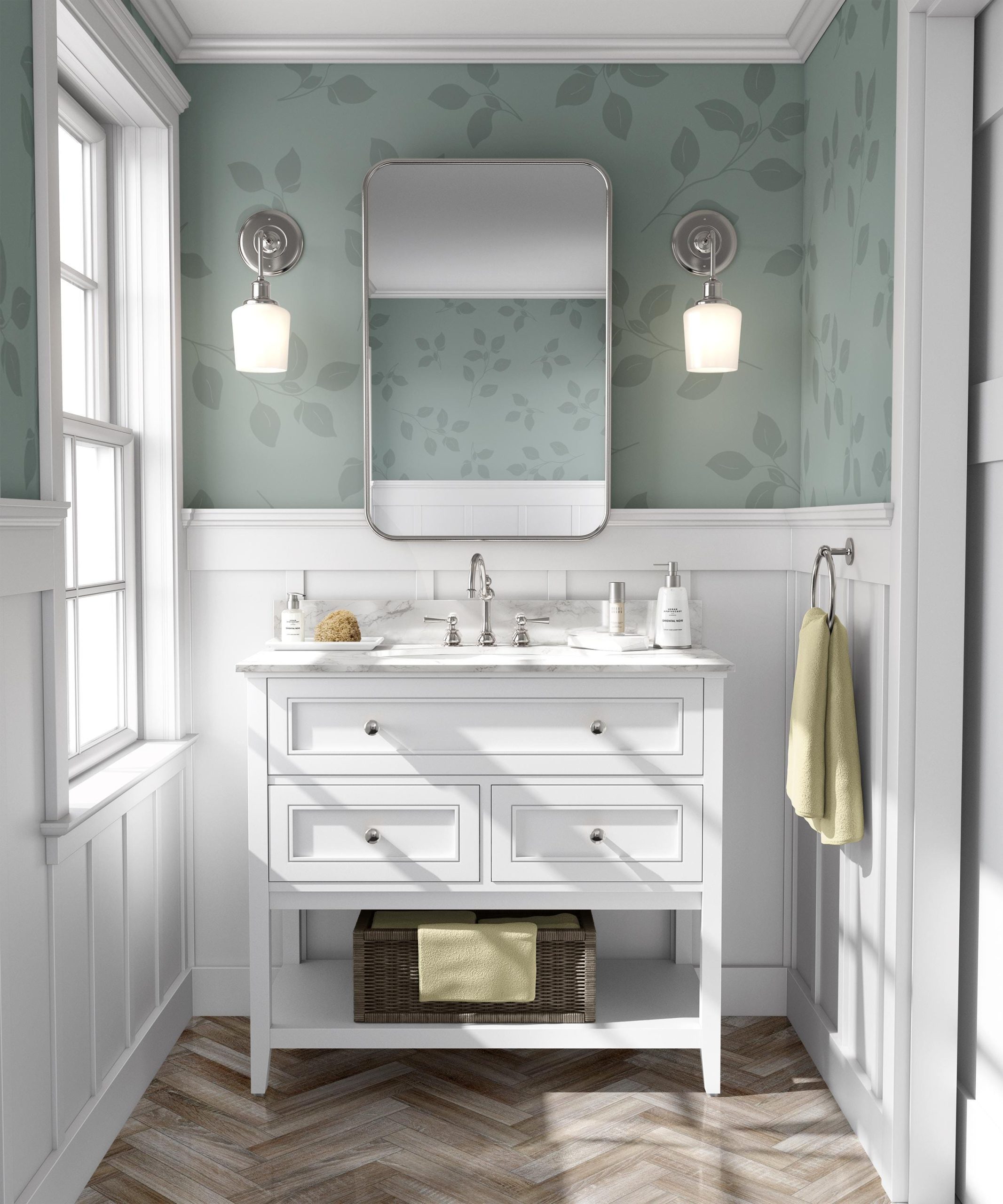 Sage Green Leaves Wallpaper, Large Scale Pattern, Pressed Leaf Garden, Accent Wall for Entry, Bedroom, Kitchen, Bathroom - Image 3