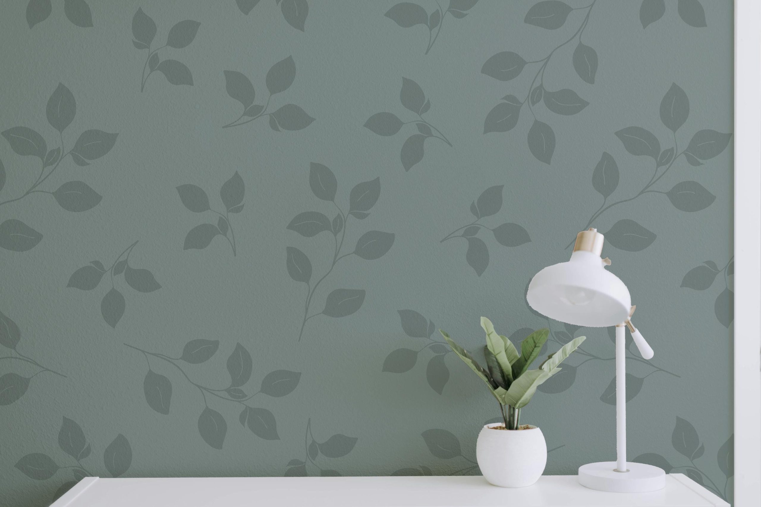 Sage Green Leaves Wallpaper, Large Scale Pattern, Pressed Leaf Garden, Accent Wall for Entry, Bedroom, Kitchen, Bathroom - Image 5