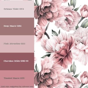Peonies Mural Wallpaper, Large Scale Peel Stick, Mauve Burgundy Pink Floral Wall Art, Baby Girl Nursery Mural, Girl Toddler Tween Room DIY
