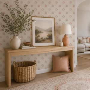 Neutral Sun Peel and Stick Wallpaper, Boho Nursery Wall Mural