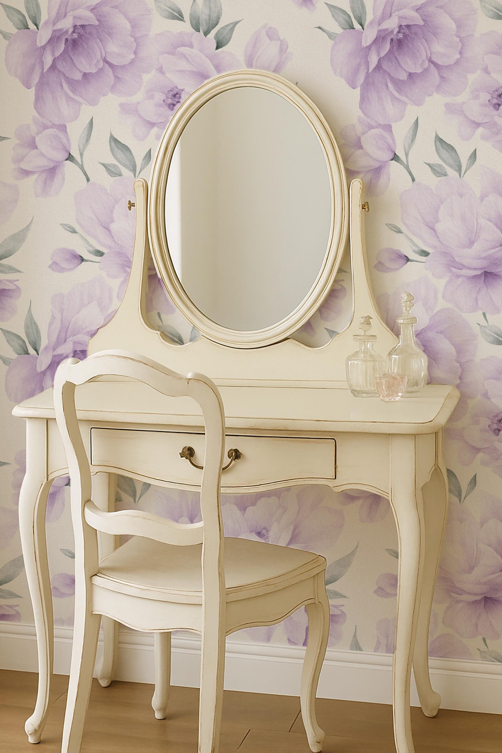 Purple Peonies Floral Wallpaper, Large Scale Lavender Nursery Mural - Image 8