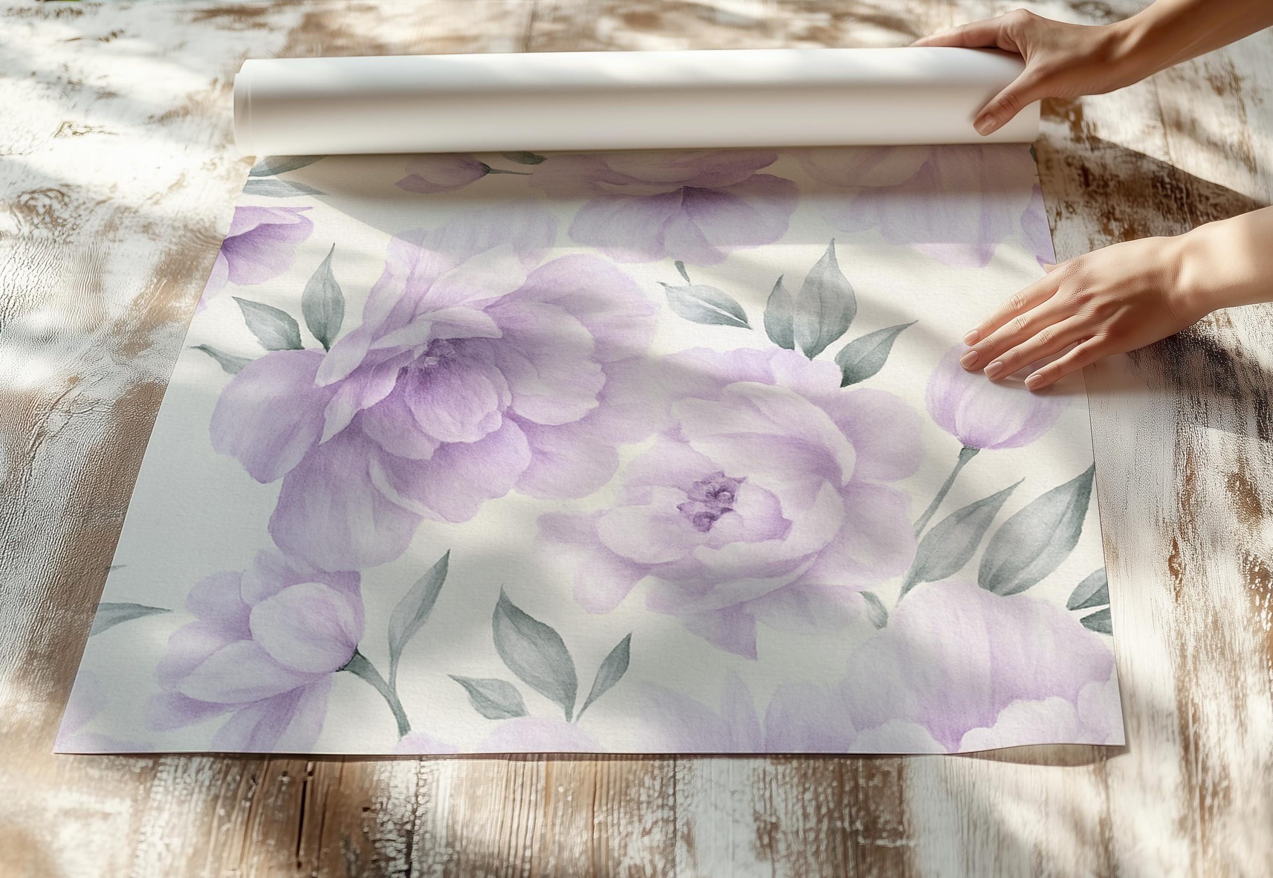 Purple Peonies Floral Wallpaper, Large Scale Lavender Nursery Mural - Image 7
