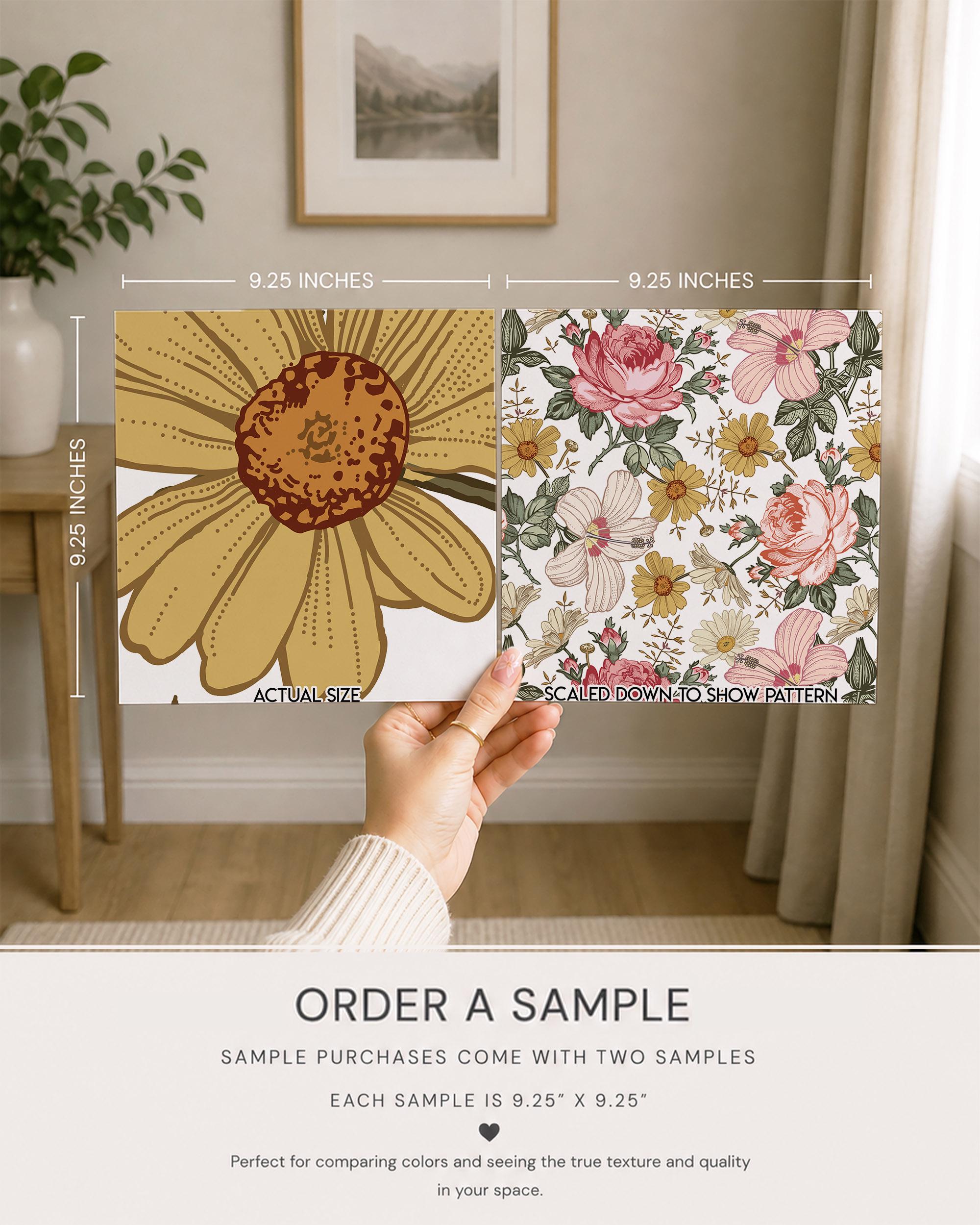 Vintage Floral Wallpaper, Retro Roses Hibiscus, Boho Style, Peel and Stick - Image 5