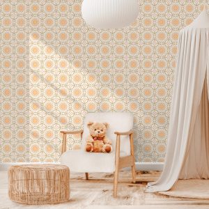 Retro Vintage Scandinavian Wallpaper, Peel Stick Removable, Boho Trendy Groovy Retro Vintage Geometric Home Decor