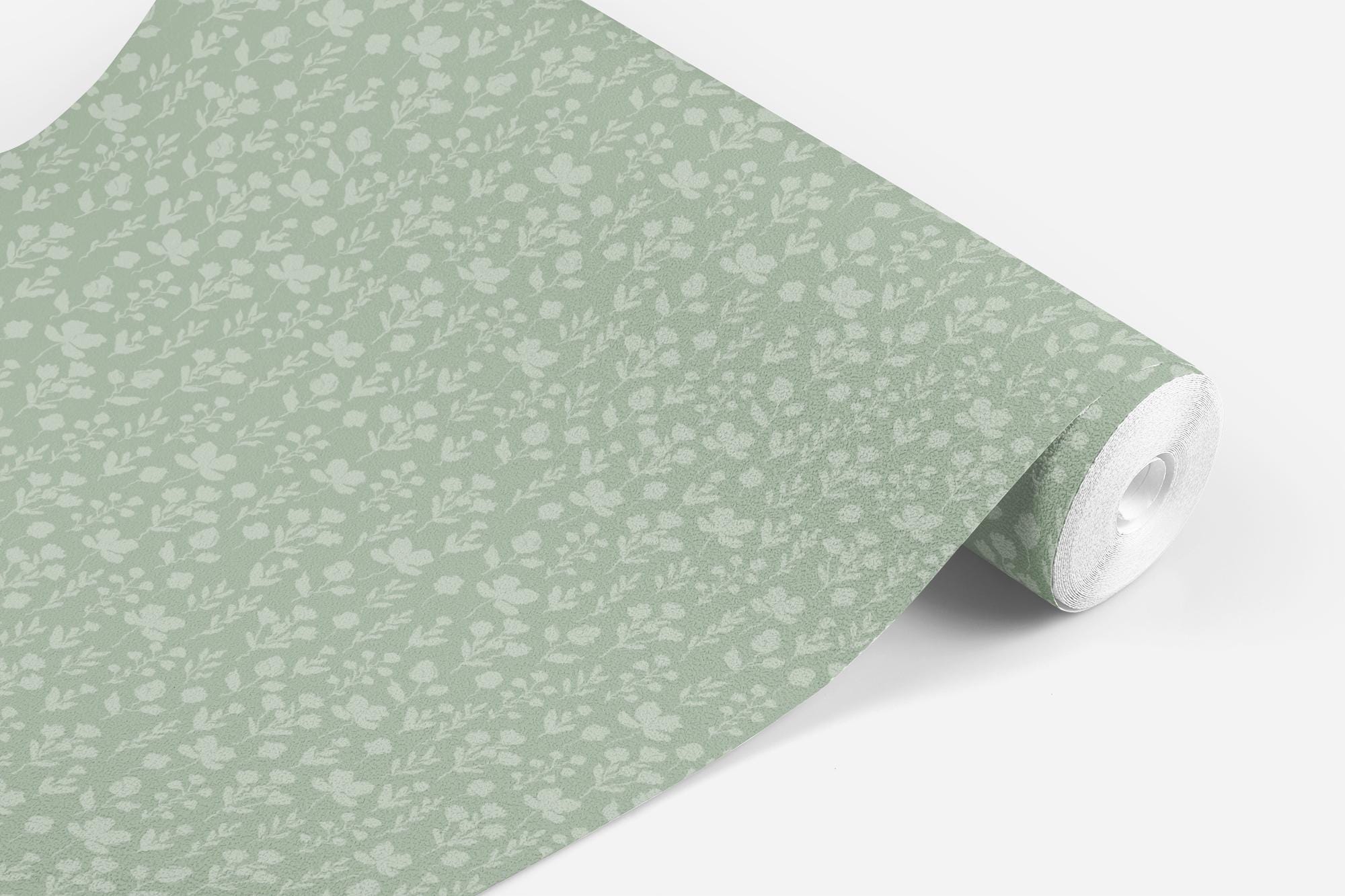 Sage Green on Green Floral Wallpaper, Delicate Flower Pattern, Pressed Floral Garden, Wildflower Coquette Grandmillennial Shabby Chic - Image 11