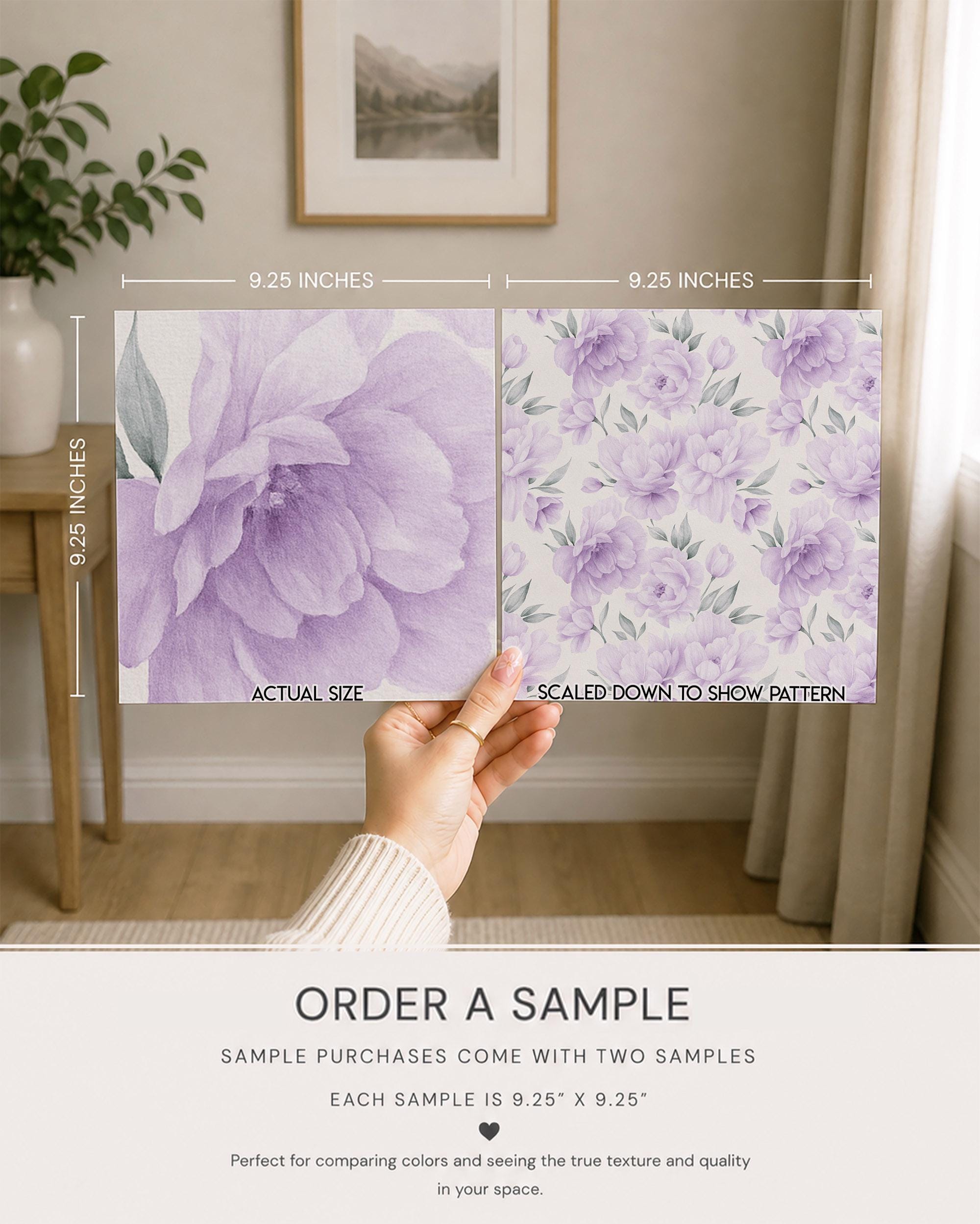 Purple Peonies Floral Wallpaper, Large Scale Lavender Nursery Mural - Image 4