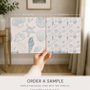 Seashell Beach Wallpaper, Coastal Nautical Lakehouse, Peel and Stick Removable