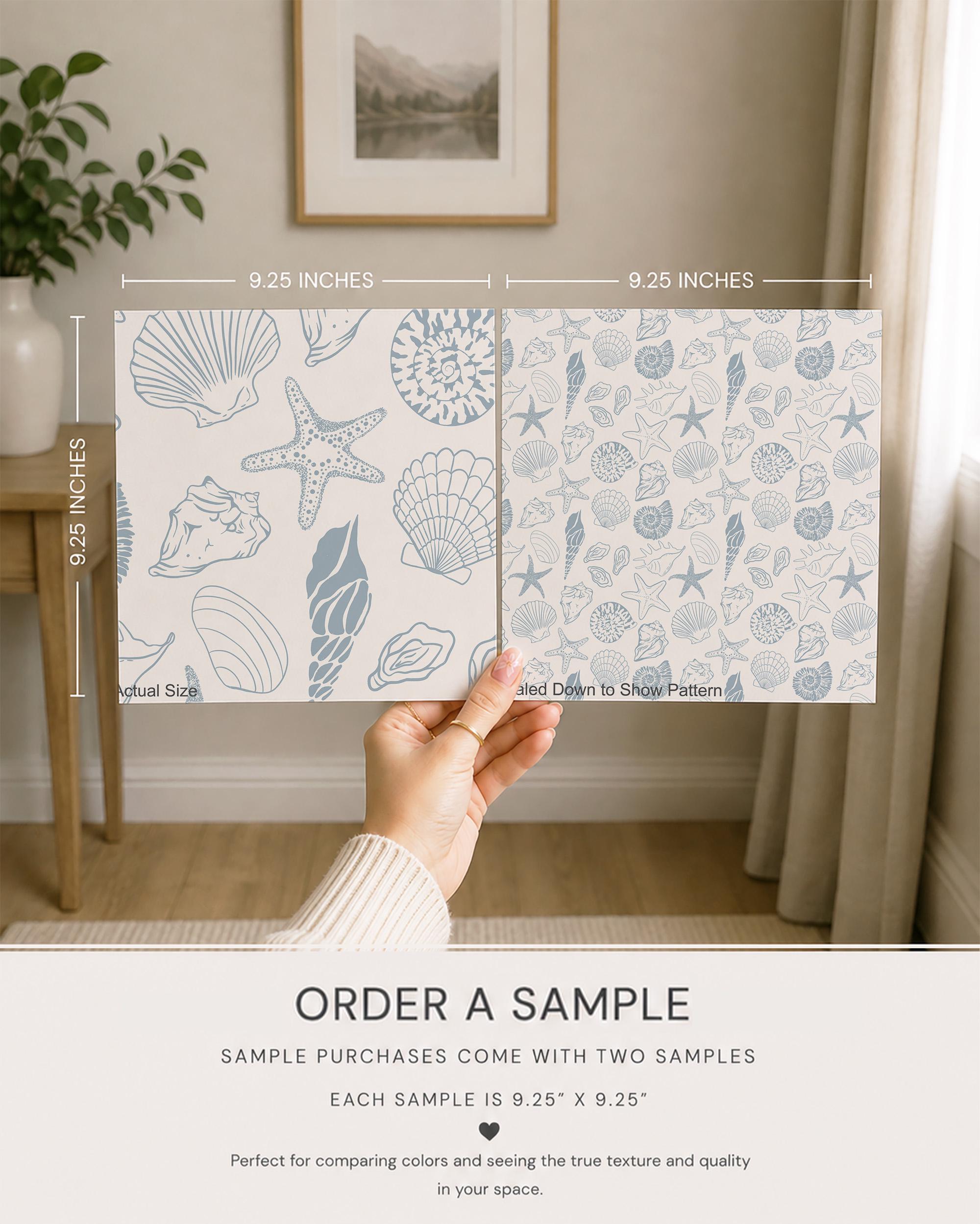 Seashell Beach Wallpaper, Coastal Nautical Lakehouse, Peel and Stick Removable