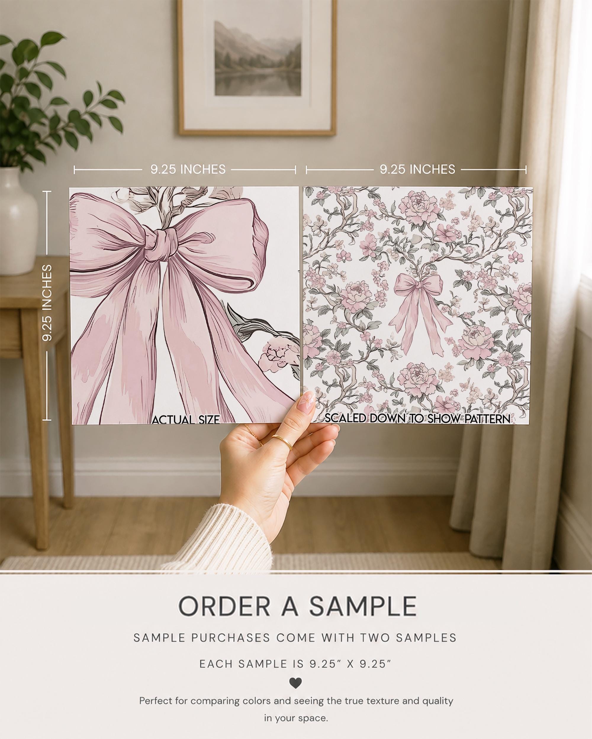 Baby Pink Bow Chinoiserie Wallpaper, Peel and Stick Removable, Coquette Grandmillennial Chic, Flower Baroque Vines, Elegant Pink Toile - Image 4