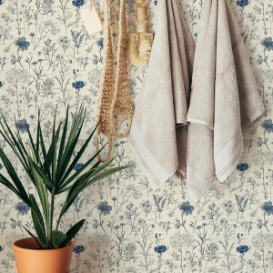 Elegant Blue Vintage Botanical Wallpaper, Romantic Garden Floral Wallpaper, Peel and Stick or Traditional, Cottagecore Botanical Cute Boho